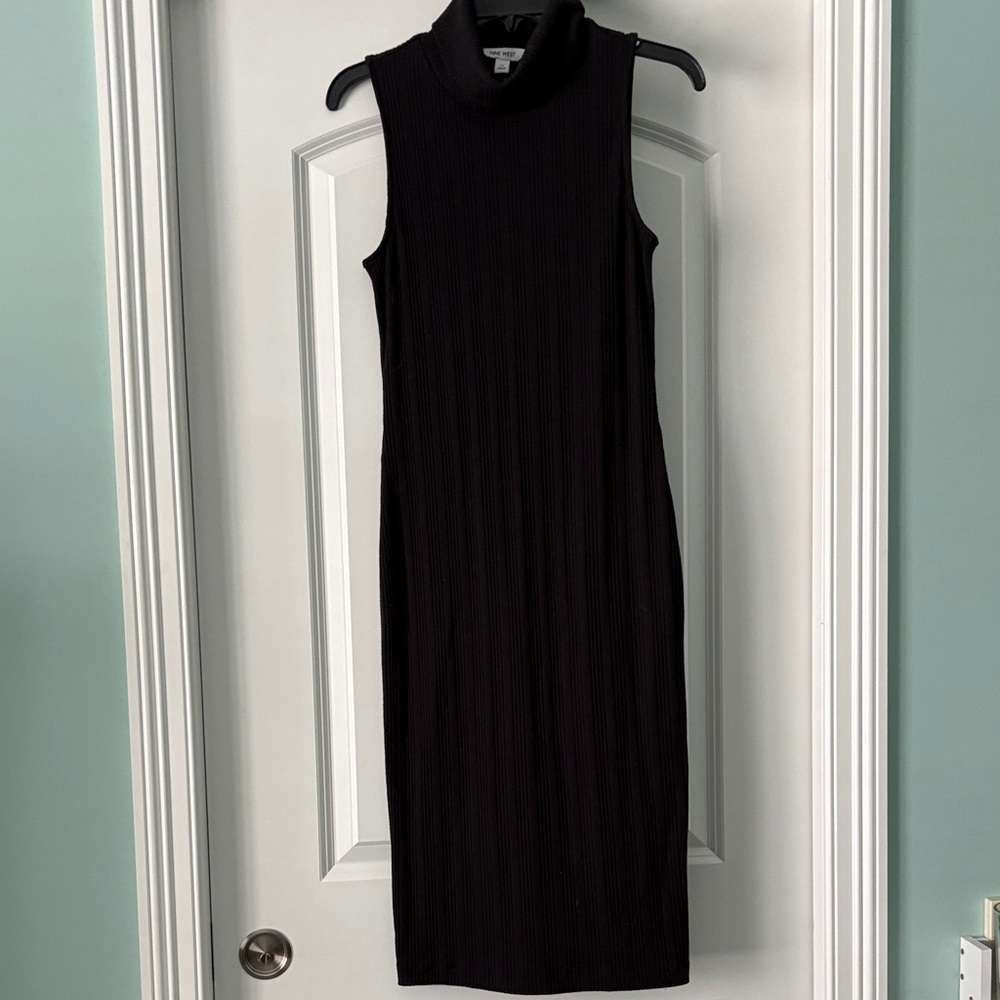 Nine West Black Ribbed Midi Dress